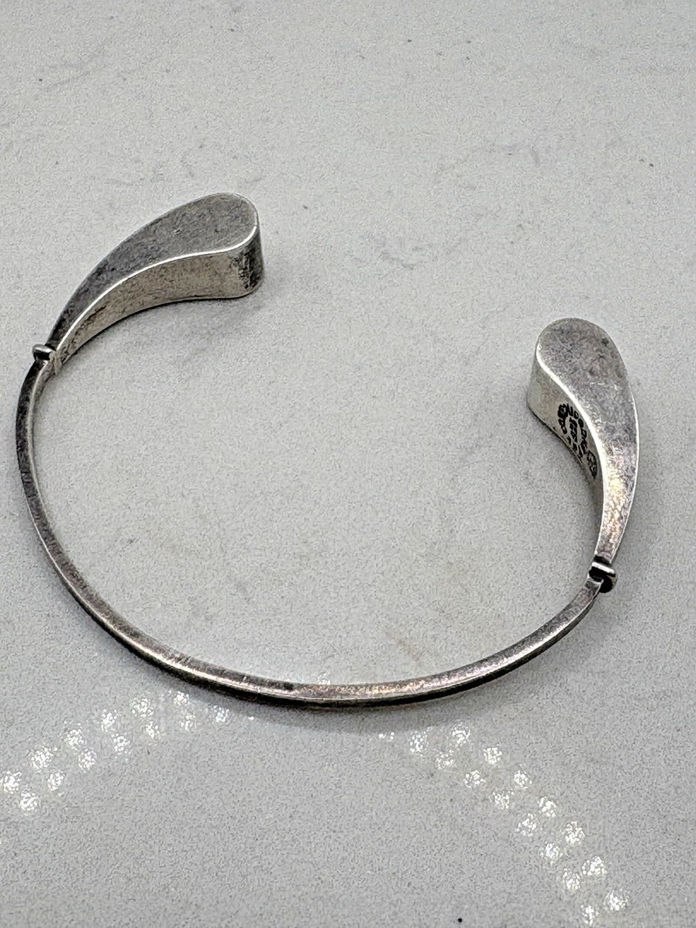 Taxco Mexico Sterling Silver Modernist Signed Bracelet Cuff 10.9g Adjustable
